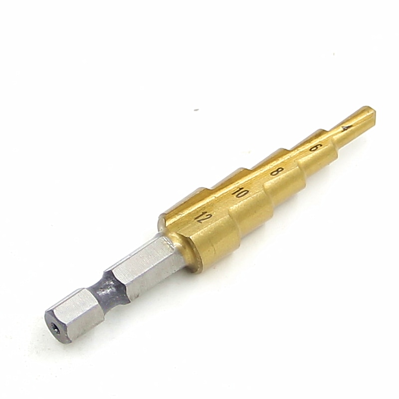 HSS Step Drill Bits 4mm-12mm Straight Flute Power Tools 1/4 Hex Shank Wholesale Price 5 Steps Metal Drilling Titanium
