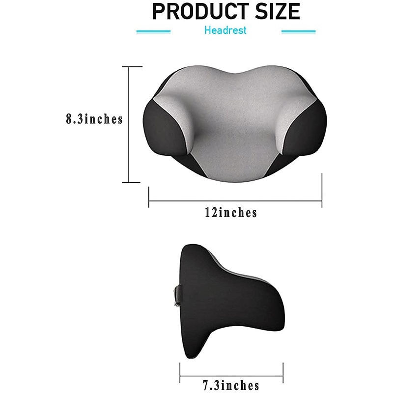 StarFire Car Seat Headrest Pillow Ergonomic Design Memory Foam Neck Support Pillow Head for Support Necks Shoulder Head for Sleeping Resting in Car Office Home 1Pack4