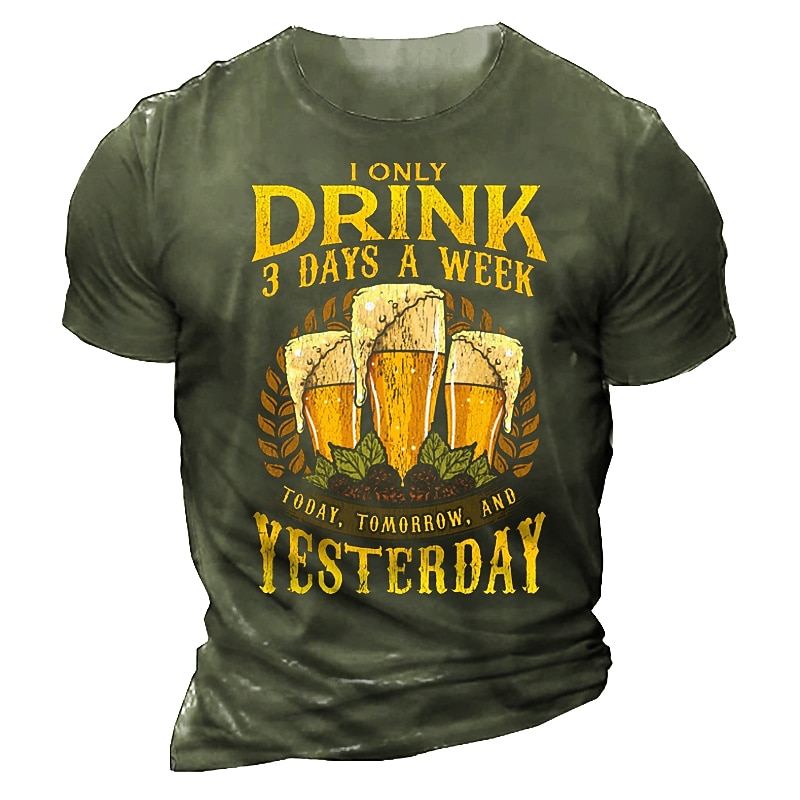 Men's Graphic Letter Beer T Shirt Slogan T Shirts Short Sleeve T shirt 3D Print Crew Neck Shirt Vintage Fashion Classic Outdoor Casual Daily Black Army Green Blue Summer Clothing Apparel S M L XL 2XL3