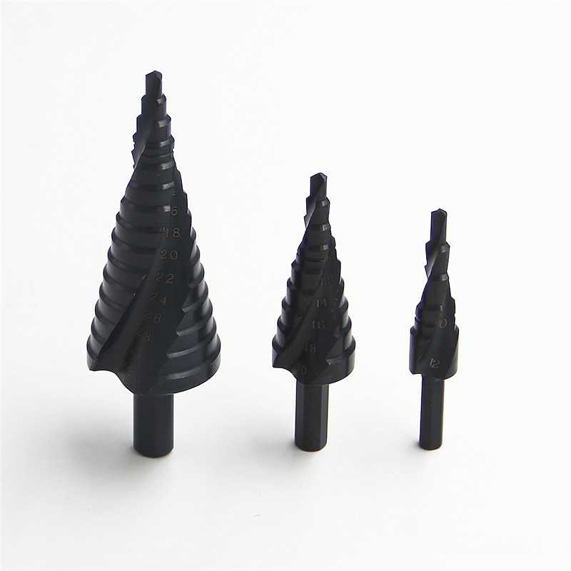 3pc Step Drill Bit Nitrided Triangular Spiral Anti-Wear Wall punching / Steel drilling3