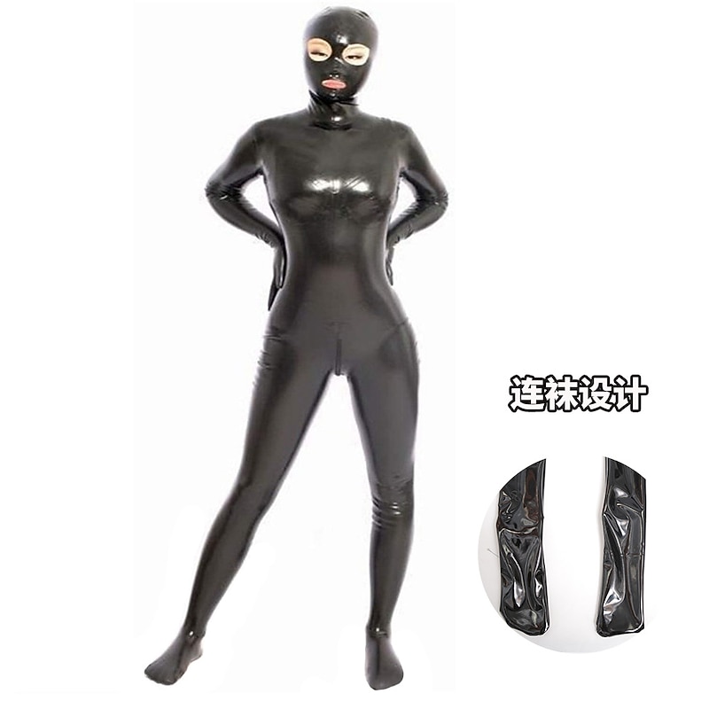 Shiny Zentai Suits Cosplay Costume Bodysuit Maid Costume Cosplay Carnival Costume Full Body Suit Women's Solid Color Sexy Costume Latex Shiny Metallic Costume for Halloween Carnival Adults'4