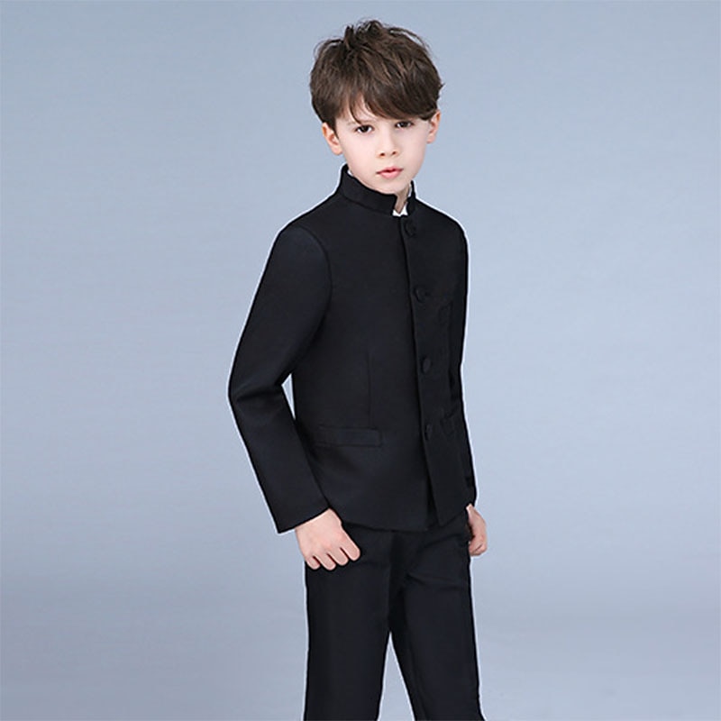 2 Pieces Ring Bearer Suit Boys Kids Pants Set Formal Set Party Date Cool Formal Solid Color Black White Polyester2