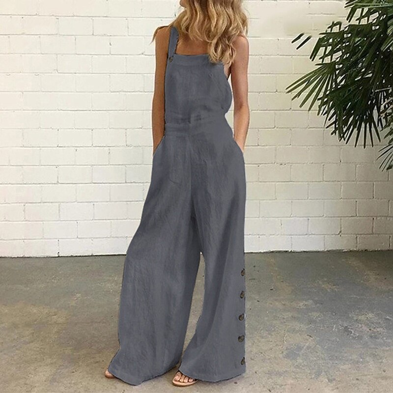 White Jumpsuits for Women Rompers Bib Slacks Wide Leg Full Length Pants Weekend Yoga Micro-elastic Plain Comfort Mid Waist Loose White Black Gray Khaki Navy Blue S M L XL XXL4