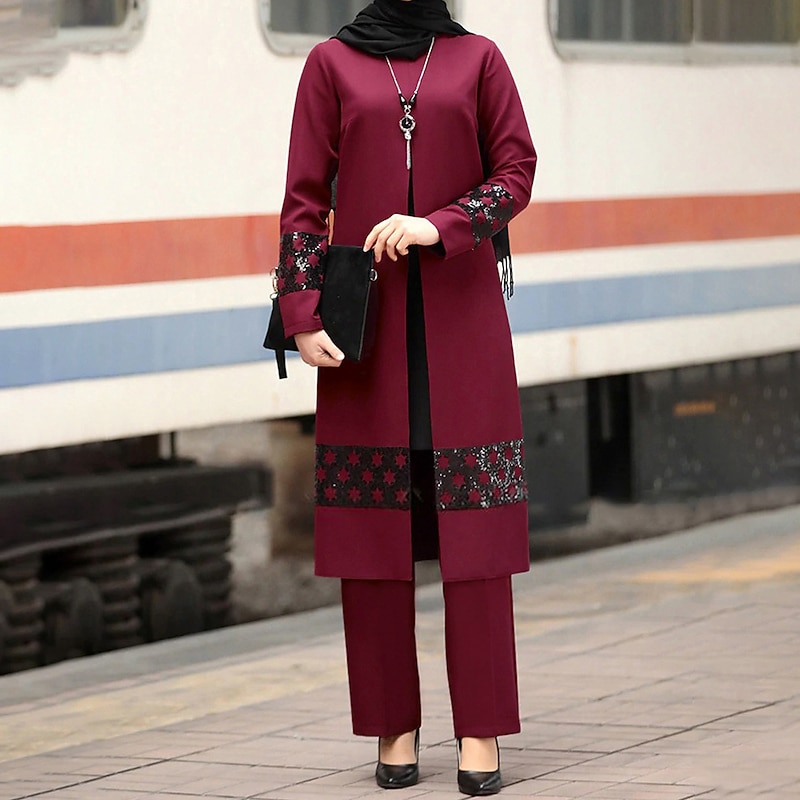 Women's Arabian Muslim Pants Abaya Kaftan Dress For Cosplay Abaya Adults Stars Top Pants Party, Festival4