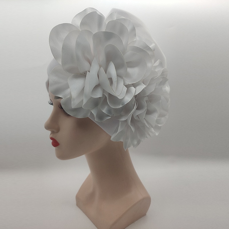 Headwear Headpiece Silk Like Satin Turbans Party / Evening Holiday Kentucky Derby Cocktail Royal Astcot Ethnic Style With Flower Tiered Headpiece Headwear4