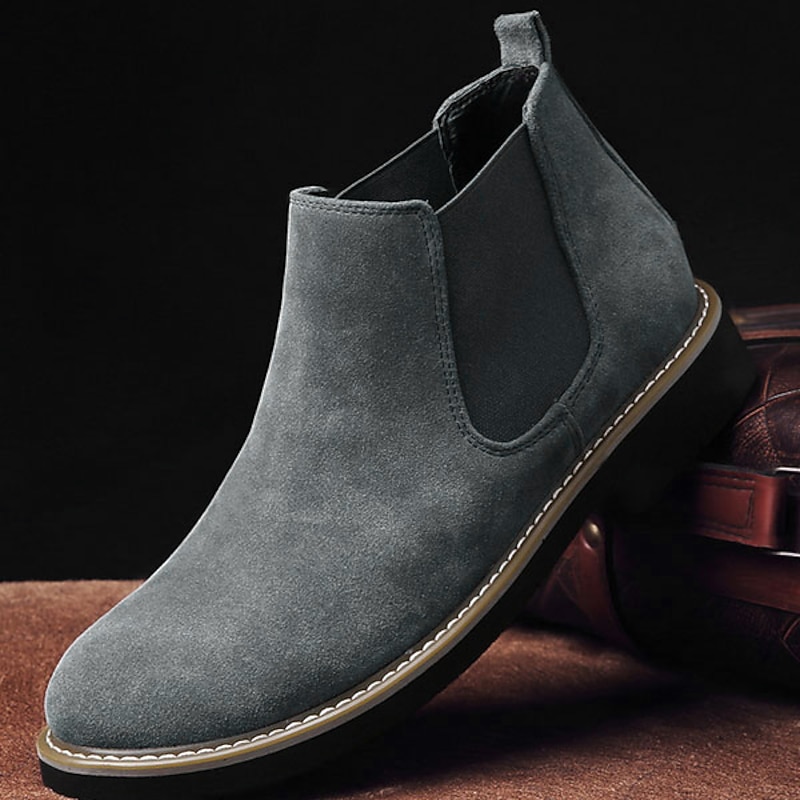 Men's Brown Faux Suede Chelsea Boots – Classic Slip-On Ankle Boots with Elastic Side Panels and Rubber Sole for Casual Wear2