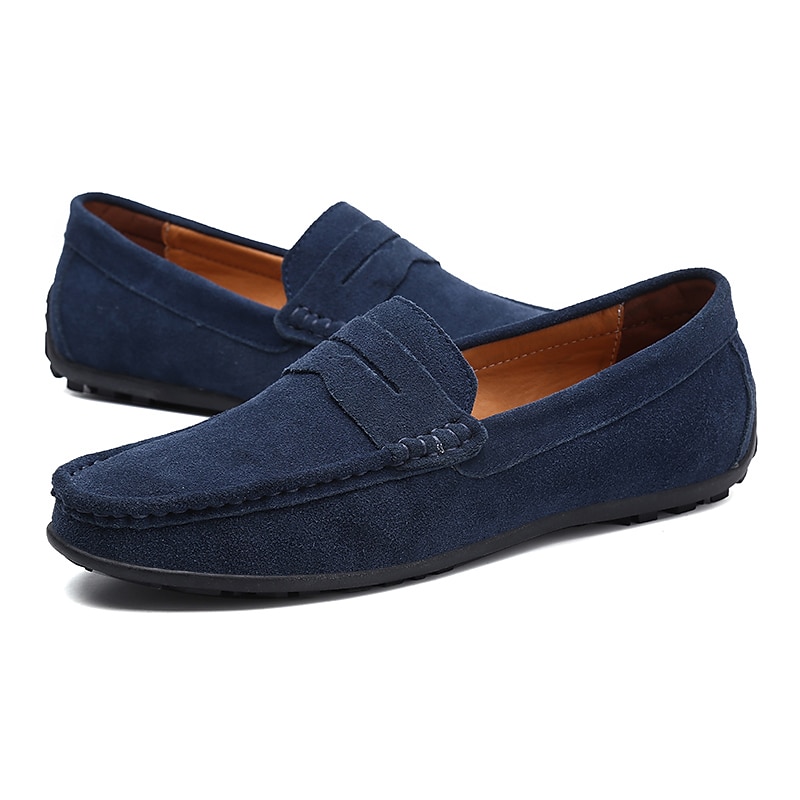 Men's Loafers & Slip-Ons Suede Shoes Plus Size Penny Loafers Driving Loafers Casual Outdoor Daily Suede Loafer Black Burgundy Navy Blue Summer Spring2