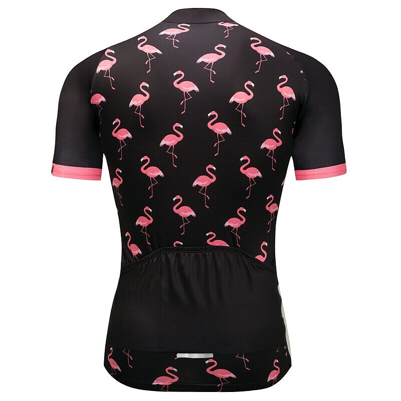 Men's Cycling Jersey Graphic Flamingo Short Sleeve Bike Tee Tshirt Jersey Top with 3 Rear Pockets Road Bike Cycling Sunscreen UV Resistant Cycling Fast Dry Sports Pink Clothing Apparel2