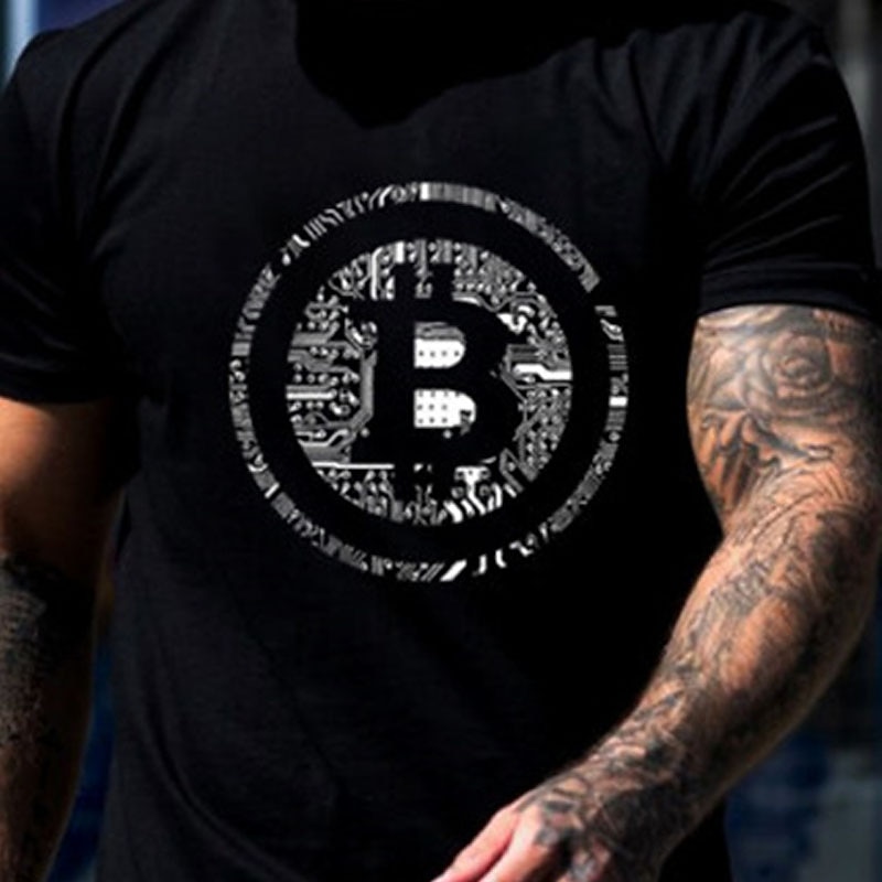 Men's Bitcoin T Shirt Casual Style 100% Cotton Short Sleeve Graphic Shirt Wine Black White Comfortable Tee Vacation Casual Fashion Designer Clothing2