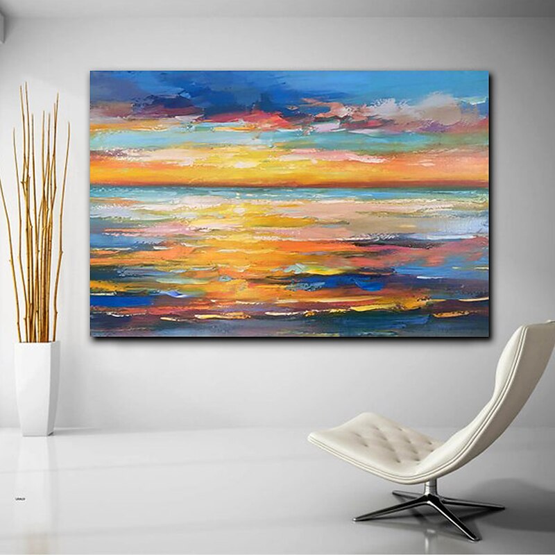 Oil Painting 100% Handmade Hand Painted Wall Art On Canvas Abstract Knife Painting Landscape Dusk For Home Decoration Decor Rolled Canvas No Frame Unstretched3