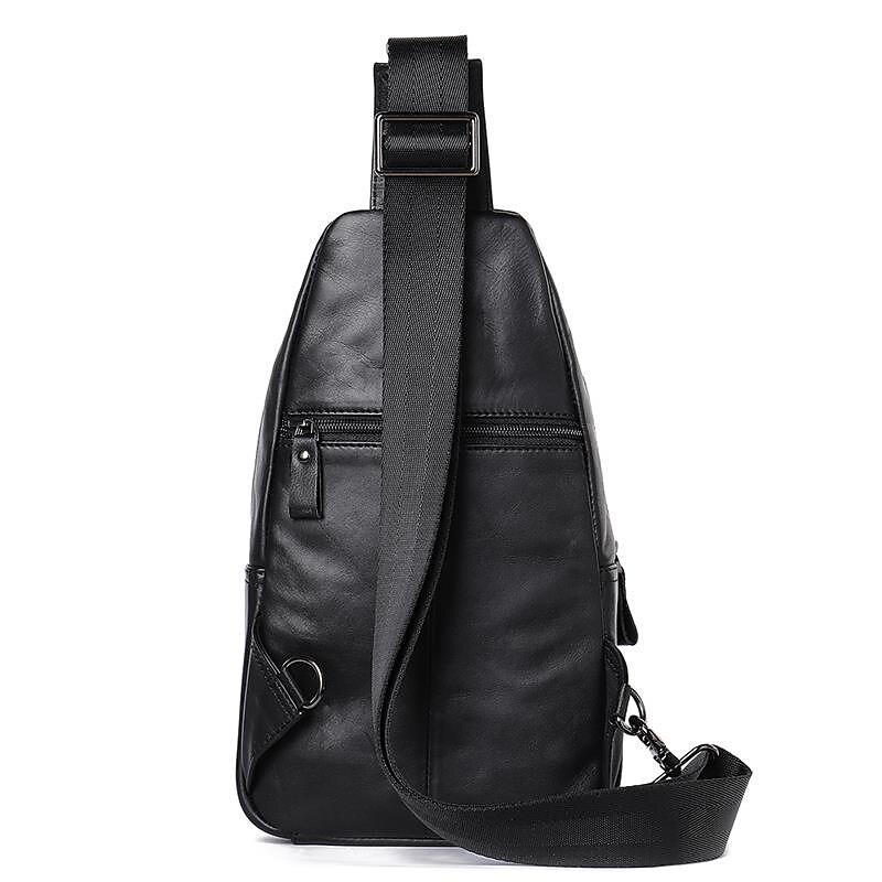 Men's Crossbody Bag Sling Shoulder Bag Chest Bag Crossbody Bag Nappa Leather Cowhide Daily Zipper Black3