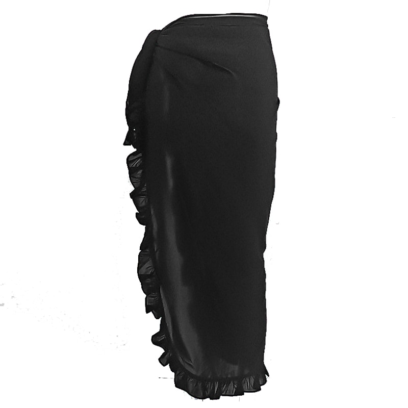 Women's Normal Swimwear Cover Up Swim Shorts wrap Swimsuit Ruffle Vacation Fashion Pure Color Bathing Suits3