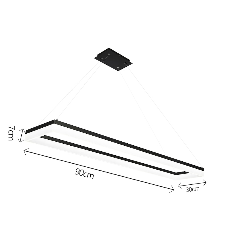90 cm LED Pendant Light Square Design Black Modern Island Light Aluminum Dining Room Office Library 110-120V 220-240V3