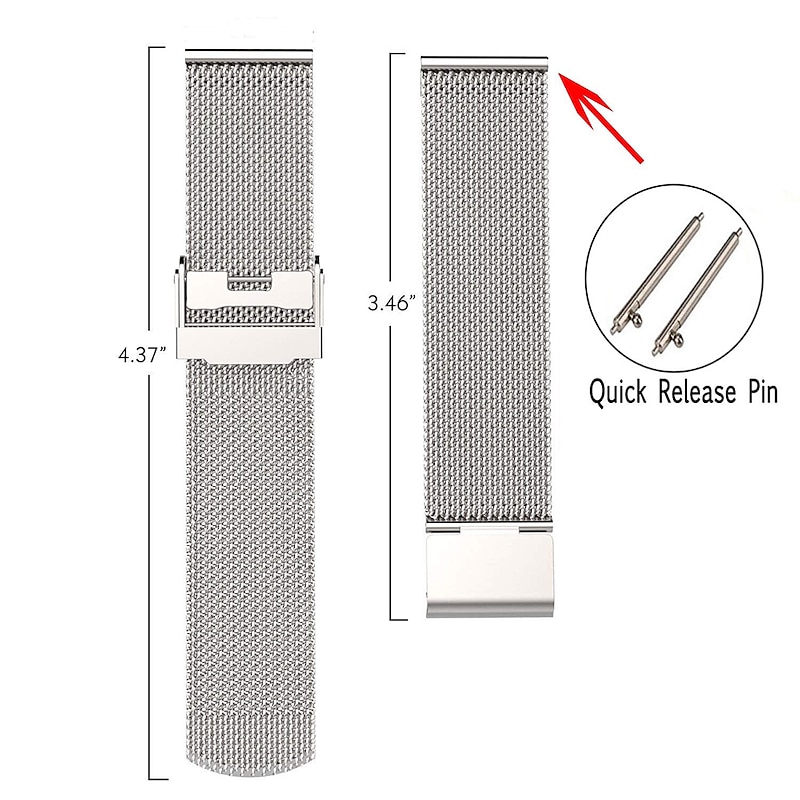 Watch Band for Garmin Forerunner 645/245/158/55 Music Venu Sq 2(Music) / Sq(Music) / 2 Plus, Venu Vívoactive 3 (Music), Vívomove 3 / HR / Sport / Style / Luxe Approach S42 / S40 / S12 Stainless Steel3