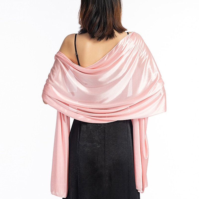 Women's Imitation Silk Sheer Scarf Cape Solid Color Long Shawl Wrap for Wedding Party Elegant Sparkle & Shine Bride Bridesmaid Scarf dress to impress