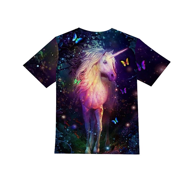 Girls' 3D Animal Unicorn T shirt Short Sleeve 3D Print Summer Spring Active Fashion Cute Kids 3-12 Years Outdoor Daily Indoor Regular Fit3