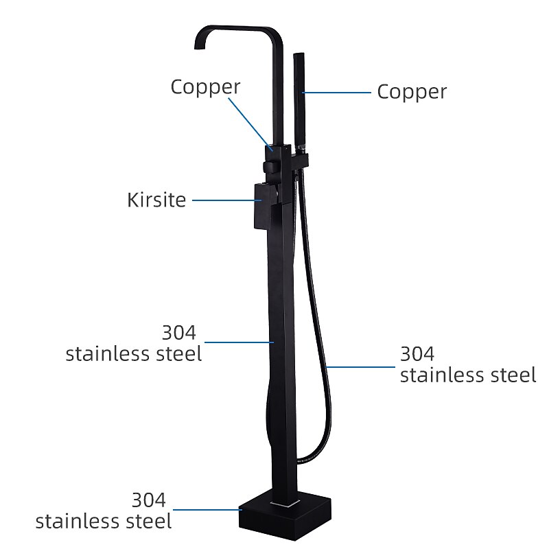 Bathtub Faucet - Contemporary Electroplated Free Standing Brass Valve Bath Shower Mixer Taps4