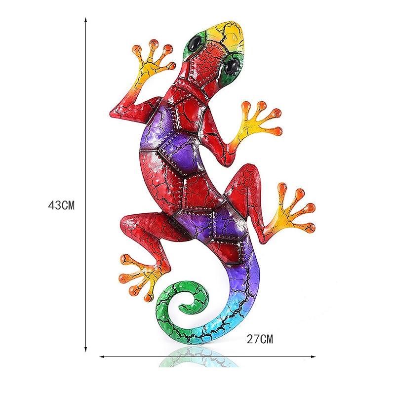 Outdoor Metal Decoration,Gecko Figurine,Hanging Gecko Wall Art Ornaments Lizard Wall Sculptures & Statues Decoration for Home Garden Farmhouse Porch Patio Lawn Fence Backyard2