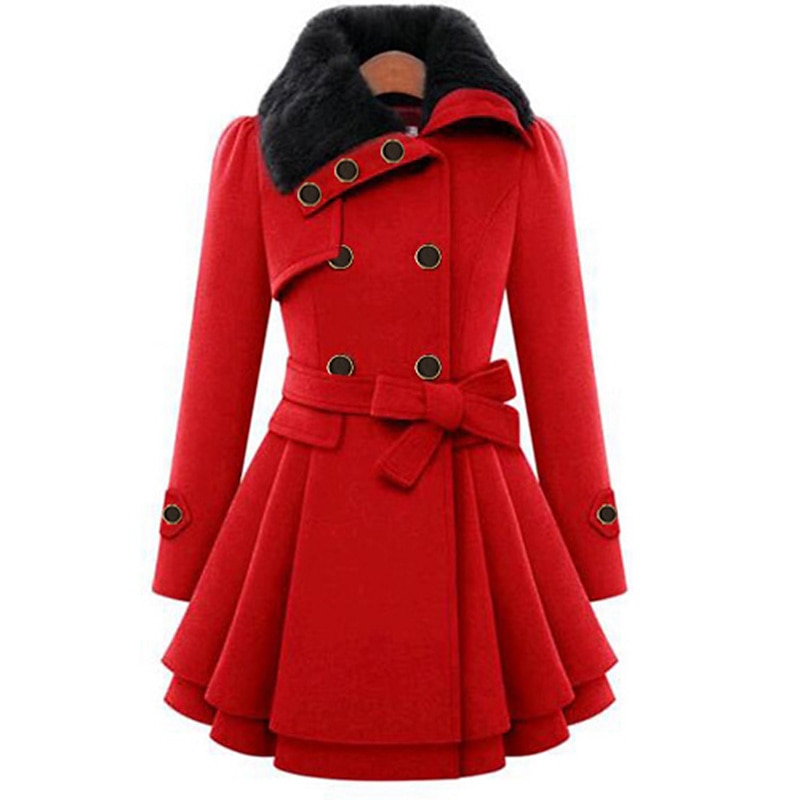 Women's Pea Coat Long Coat Duble Breasted Dress Coat Belted Winter Coat Warm Windproof Trench Coat Slim Fit Elegant Casual Jacket Long Sleeve Outerwear2