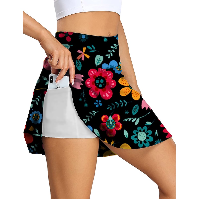 Women's Floral Botanical Pocket Cycling Skort Skirt Bike Bottoms Mountain Bike MTB Road Bike Cycling Sports 3D Pad Cycling Quick Dry Moisture Wicking Blue Dark Green Spandex Clothing Apparel Bike Wear2
