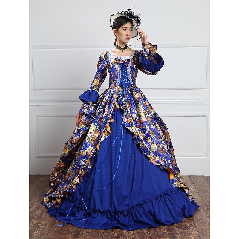 18th Century Ball Gown Cocktail Dress Maxi Dress Normal Juliet Sleeve Jacquard Ball Gown Square Neck Fancy Dress Women's All Halloween Masquerade April Fool's Day Prom Festival Adults All Seasons3