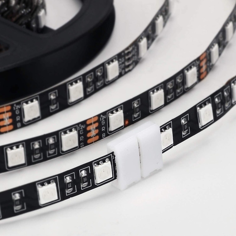 10pcs of 4-pin RGB LED Light Strip Connector PBC 10mm Wide Gap LED Light Clip Solderless Adapter Connector Suitable for SMD 5050 Multi-color LED Light Strip3