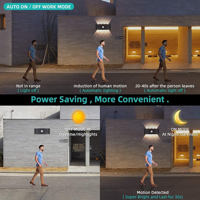 Outdoor/Indoor Wall Light LED Motion Sensor Light control Wall Sconce Light 8W Up Down Aluminium Modern Indoor Wall Lamps for Living Room Bedroom Corridor Hallway AC85-265V2