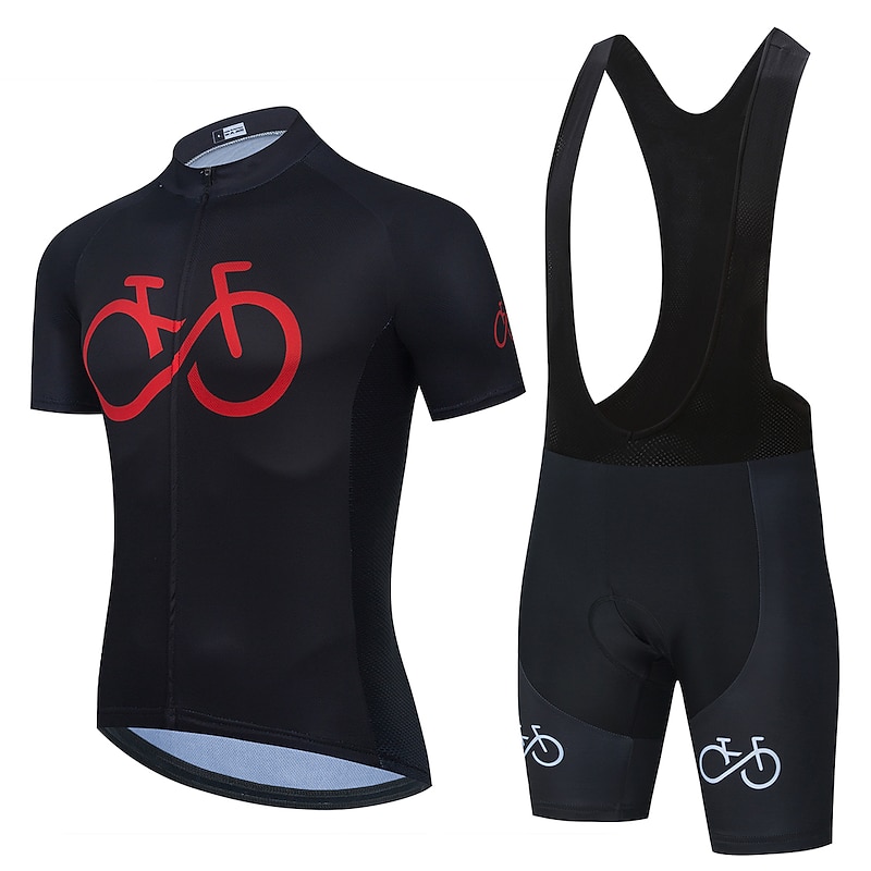 21Grams Men's Short Sleeve Cycling Jersey with Bib Shorts Summer Spandex Polyester Bike Clothing Suit 3D Pad Breathable Quick Dry Moisture Wicking Back Pocket Sports Red Black  Yellow White2