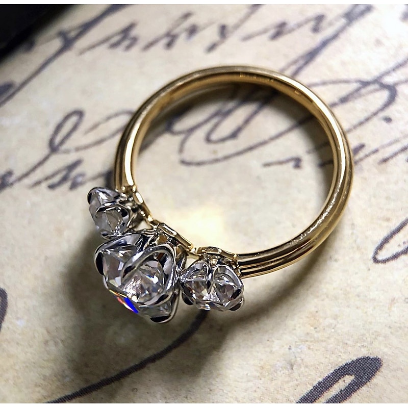 Ring Party Geometrical Gold Alloy Guitar Simple Elegant 1pc Cubic Zirconia / Women's / Wedding / Gift2