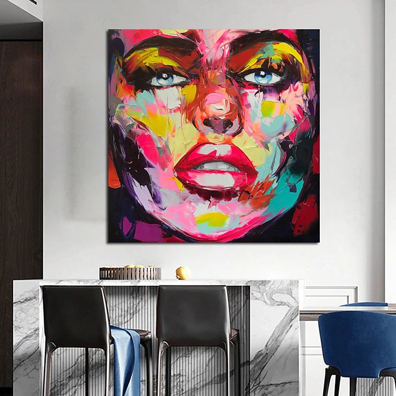 Oil Painting Handmade Hand Painted Wall Art Modern Abstract Francoise Nielly Knife Beautiful Female Portrait Face Home Decoration Decor Rolled Canvas No Frame Unstretched