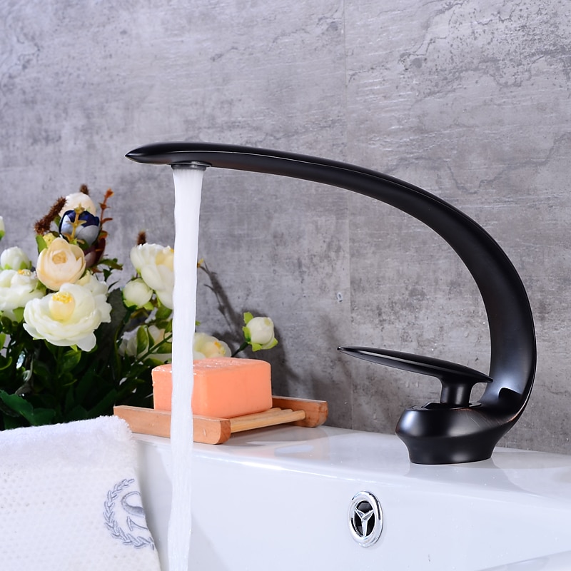 Bathroom Sink Faucet - Classic Oil-rubbed Bronze / Nickel Brushed / Electroplated Centerset Single Handle One HoleBath Taps4
