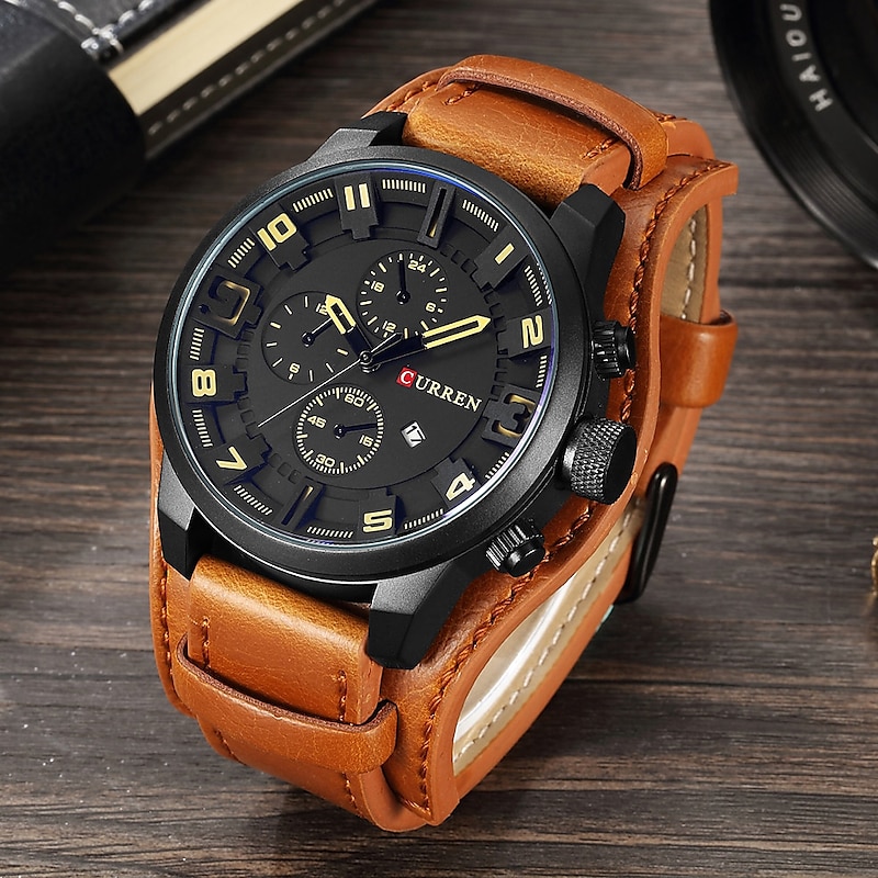 CURREN Men's Watches Top Brand Luxury Fashion&Casual Business Quartz Watch Date Waterproof Leather Strap Wristwatch Relogio Masculino