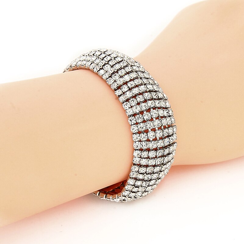 Women's Rhinestone Bracelet Golden Silver Classic Fashion Luxury Alloy Bracelet Jewelry  For Wedding Party Evening Gift dress to impress3