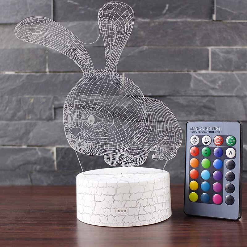 Easter Rabbit Lights 3D Illusion Lamps 16 Color Changing Touch Table Desk LED Night Light Great Gifts for Kids3