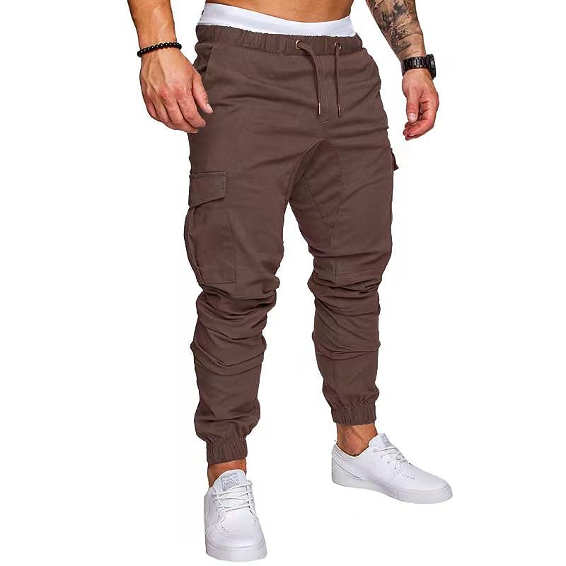 Men's Cargo Pants Cargo Trousers Joggers Trousers Drawstring Elastic Waist Multi Pocket Solid Color Sports Outdoor Daily Wear Streetwear Casual Black White3