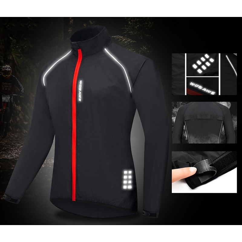 WOSAWE Men's Windbreaker Cycling Jersey Cycling Jacket High Visibility Waterproof Windproof Cycling Bike Jacket Windbreaker Mountain Bike MTB Road Bike Cycling City Bike Cycling Navy Green Black Bike3