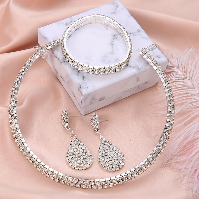 Bridal Jewelry Sets Four-piece Suit Chrome Rings 1 Necklace 1 Bracelet Earrings Women's Stylish Elegant Fashion Cute Cool Retro Precious irregular Jewelry Set For Party Wedding Gift / Engagement2