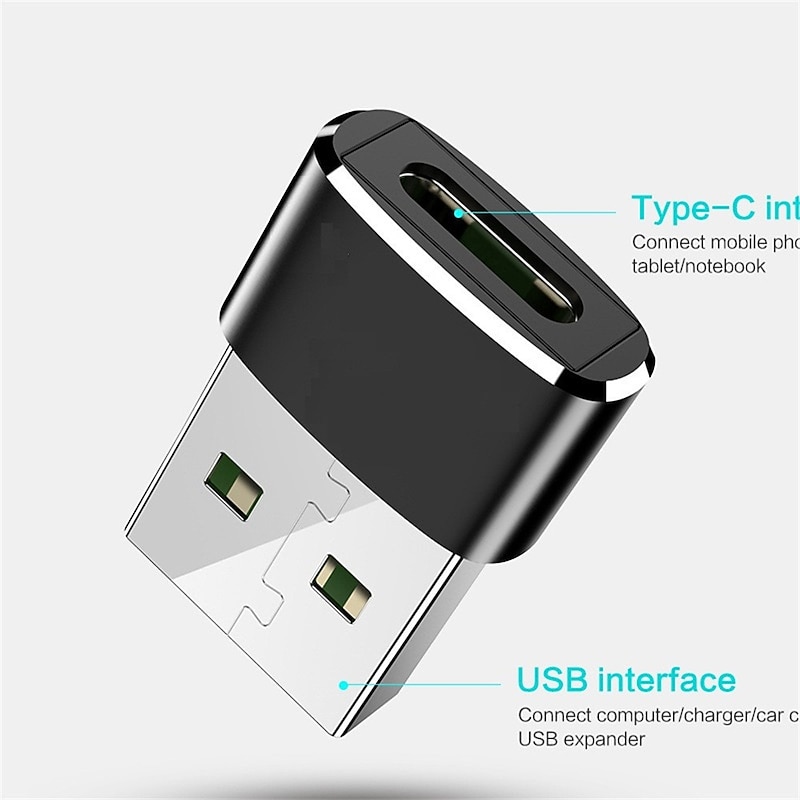 USB-C Female to USB Male Adapter Type-C to USB Charger Connector for iPhone 12 13 Pro Max SE Airpods iPad Air Samsung Galaxy S22 S21 Note 20 A71 A722