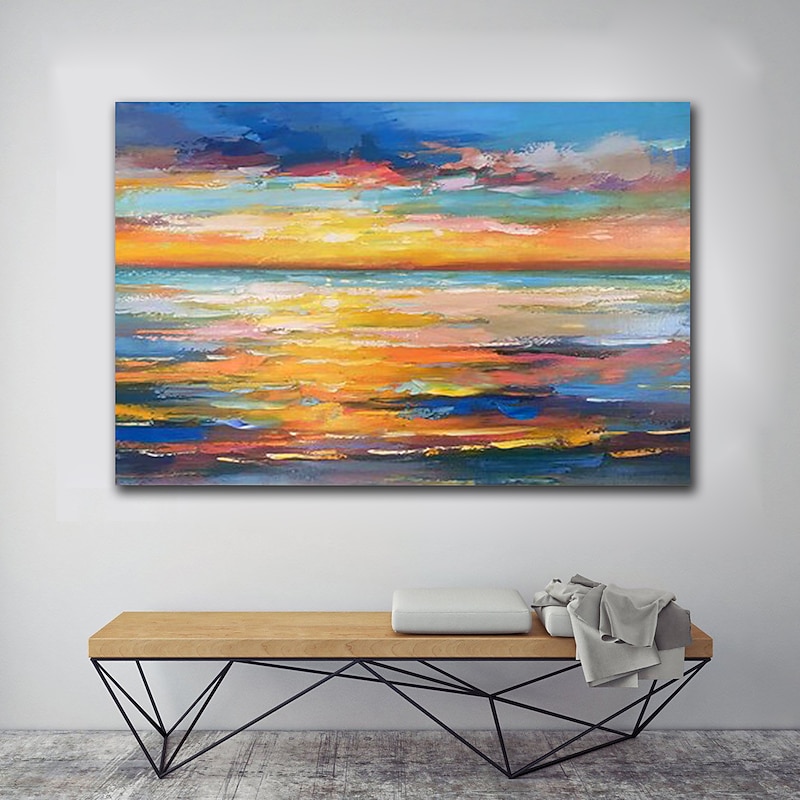 Oil Painting 100% Handmade Hand Painted Wall Art On Canvas Abstract Knife Painting Landscape Dusk For Home Decoration Decor Rolled Canvas No Frame Unstretched4