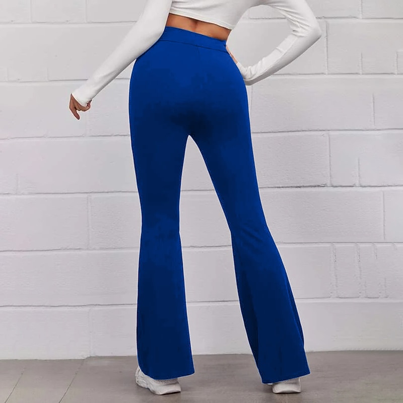 Women's Normal Bootcut Flare Flared Pants Fashion Full Length High Waist Plain Wide Leg Comfort Micro-elastic Casual Weekend Black Yellow Red Blue Summer Spring &  Fall Regular Fit3