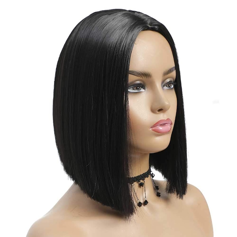 Short Bob Wig Women Black Straight Hair Synthetic Hair Women Costume Wigs Short Bob Wigs for Everyday Cosplay Party Halloween Use4