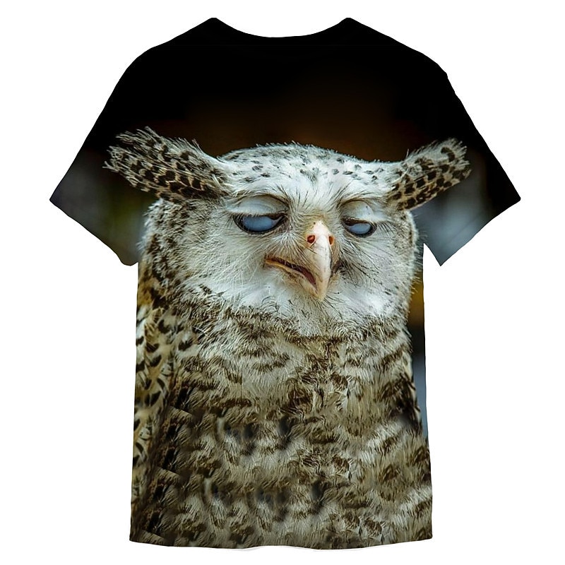 Men's Graphic Owl Pig T Shirt Funny T Shirts Short Sleeve T shirt 3D Print Crew Neck Shirt Sports Designer Classic Daily Sports Weekend Black / Gray Black Summer Clothing Apparel S M L XL XXL 3XL4