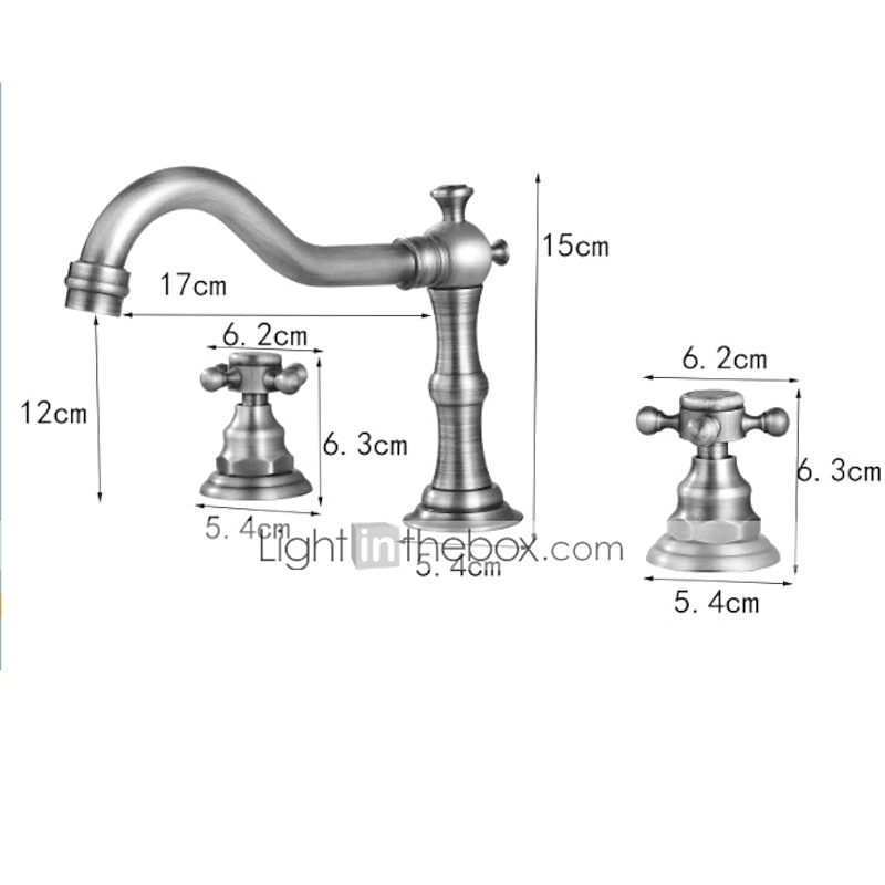 Bathroom Sink Faucet,Widespread Two Handle Three Holes, Brass Chrome Bathroom Sink Faucet Contain with Supply Lines and Drain Plug and Hot/Cold Switch4