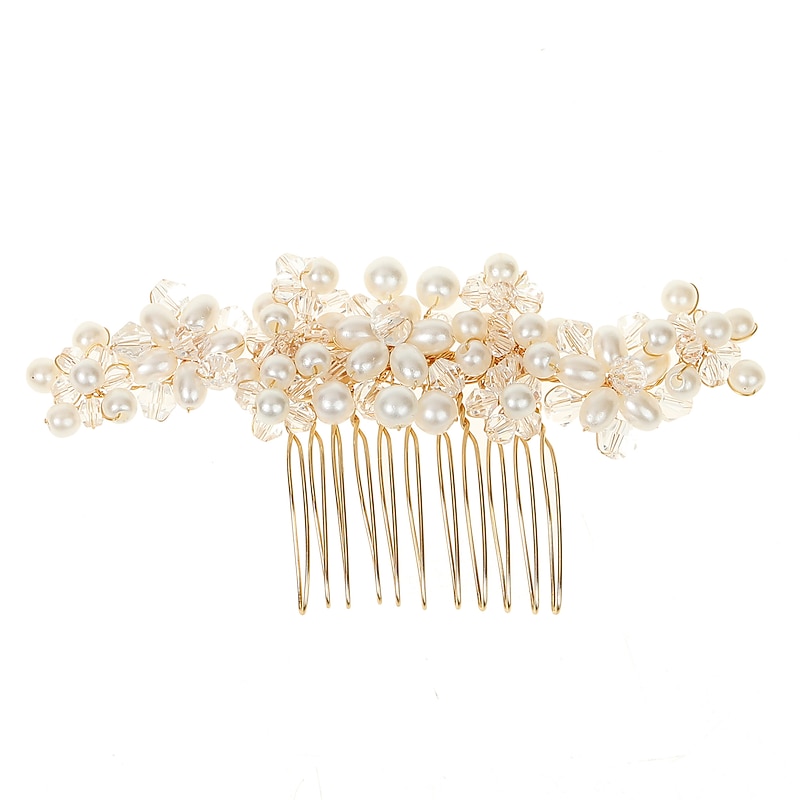 Hair Combs Headdress Headpiece Alloy Wedding Special Occasion Wedding Bridal With Imitation Pearl Crystals / Rhinestones Headpiece Headwear3