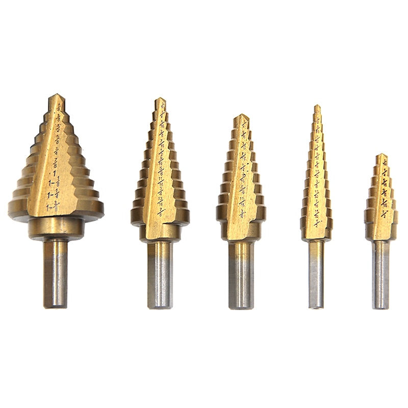 HSS Step Drill Bits1/4 To 3/4 Woodworking Power Tools Price 3pcs/Set Metal Drilling TitaniumTriangular Handle