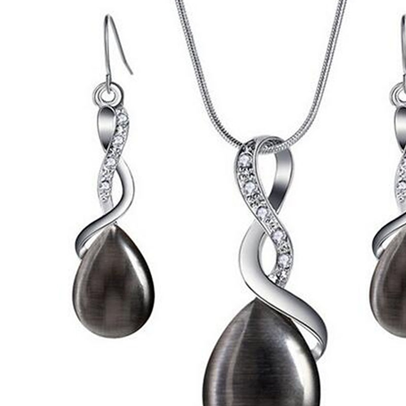 1 set Jewelry Set Drop Earrings For Women's Crystal Party Gift Daily Silver-Plated Alloy Briolette Infinity Pear / Pendant Necklace dress to impress4