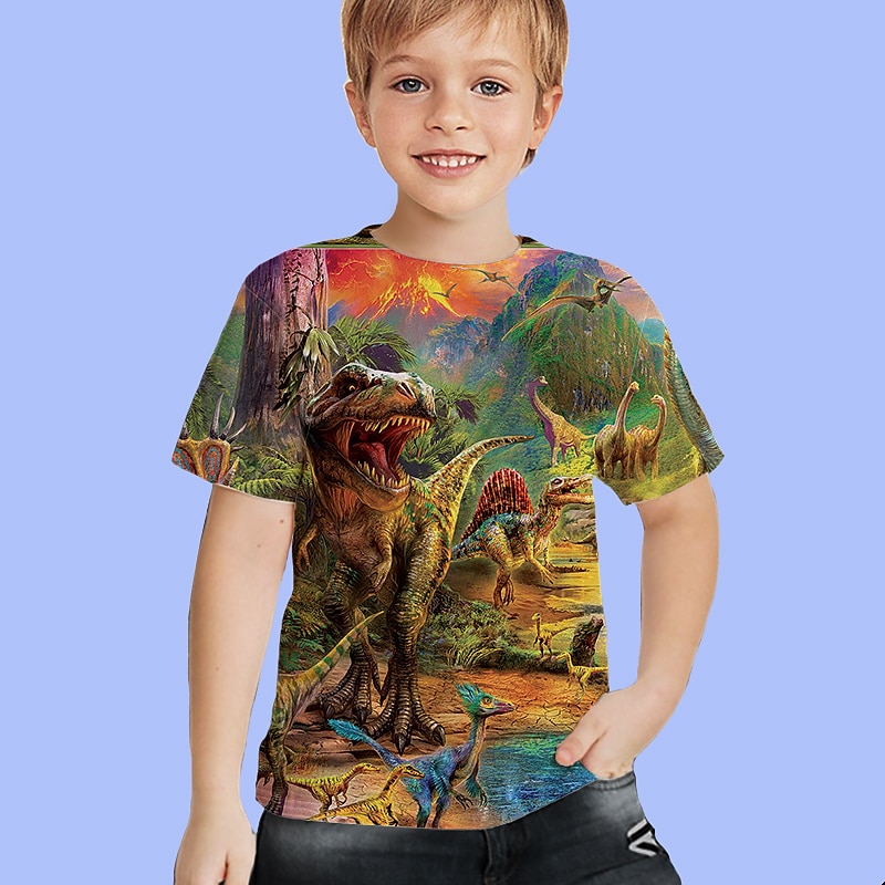 Boys 3D Animal Dinosaur T shirt Short Sleeve 3D Print Summer Spring Active Sports Fashion Polyester Kids 3-12 Years Outdoor Daily Indoor Regular Fit