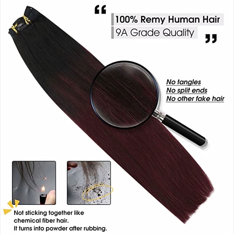 Remy Human Hair Wig Straight Black Burgundy Cosplay Classic Comfortable Brazilian Hair Women Black / Dark Wine 10 inch 12 inch 14 inch Vacation Party / Evening Daily2