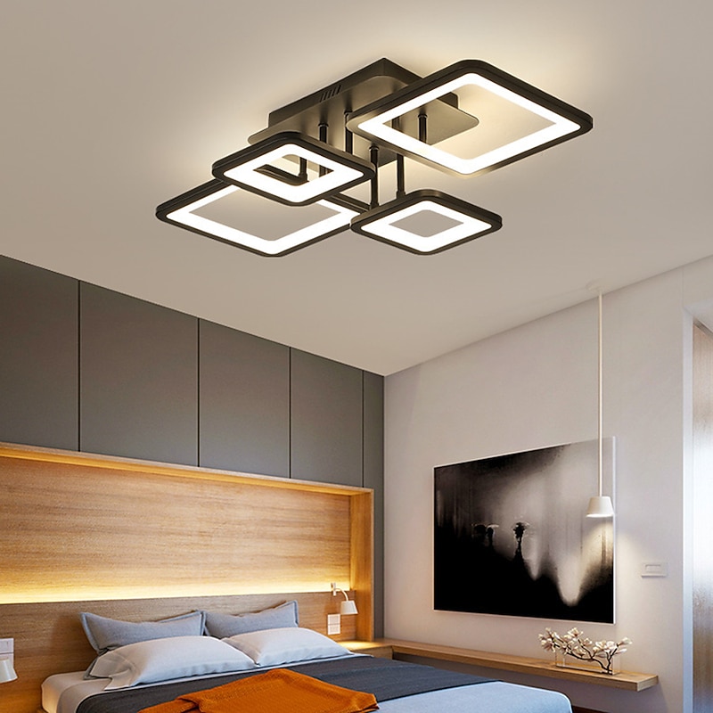 Multi Layer Modern LED Ceiling Light APP Dimmable Flush Mounted Light Black Square Ceiling Lamp Suitable for Bedroom Living Room Dining Room AC110V AC220V3