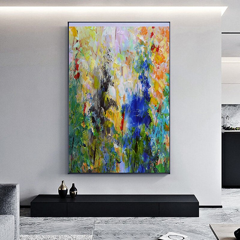 Oil Painting Hand Painted Vertical Panoramic Abstract Landscape Modern Rolled Canvas (No Frame)3